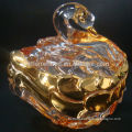 cheap gold-plating swan shape glass candy jar